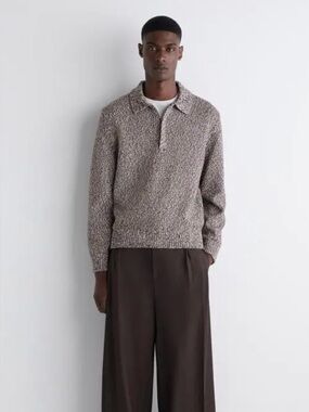 COS Men’s Wool-Blend Half-Zip Polo Sweater Size XL